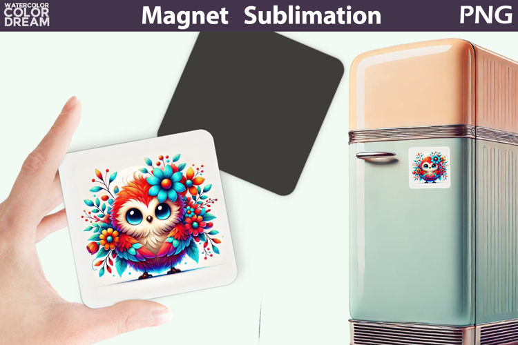 Cute Bird Floral Magnet | Owl Flowers Sublimation
