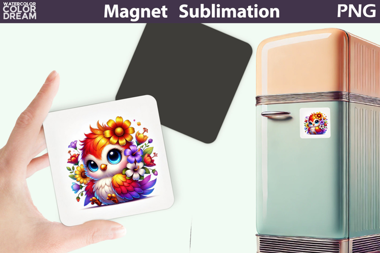 Cute Bird Floral Magnet | Owl Flowers Sublimation