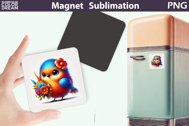 Cute Bird Floral Magnet | Owl Flowers Sublimation