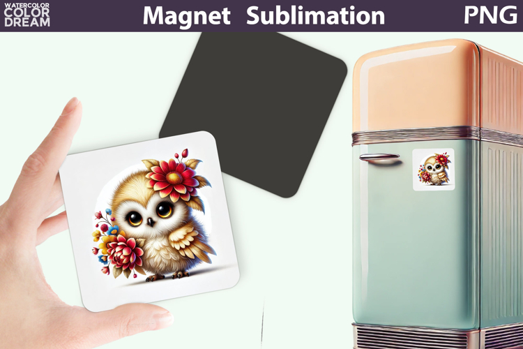 Cute Bird Floral Magnet | Owl Flowers Sublimation