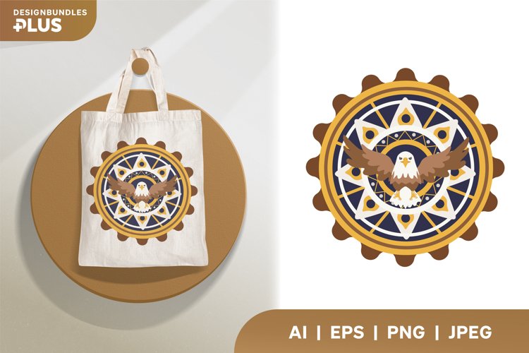Eagle in Round Shaped Mandala Sublimation Design