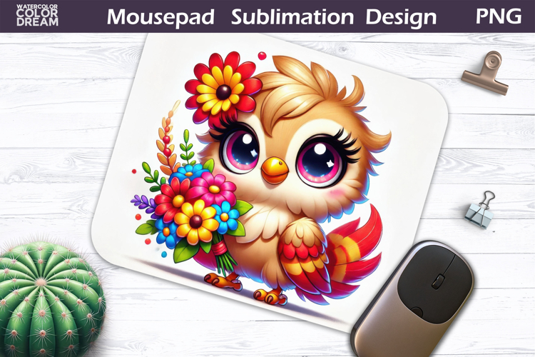 Cute Bird Floral Mousepad | Funny Bird Sublimation