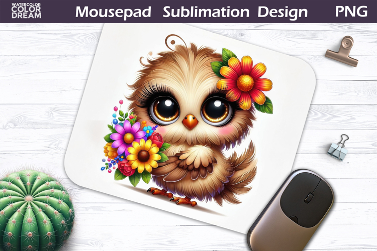 Cute Bird Floral Mousepad | Funny Bird Sublimation