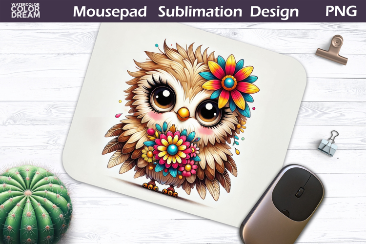 Cute Bird Floral Mousepad | Funny Owl Sublimation