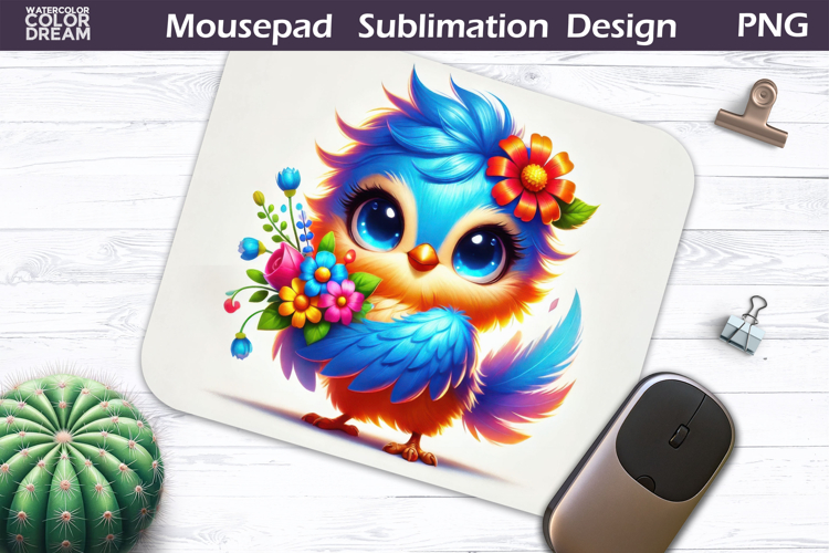 Cute Bird Floral Mousepad | Funny Bird Sublimation