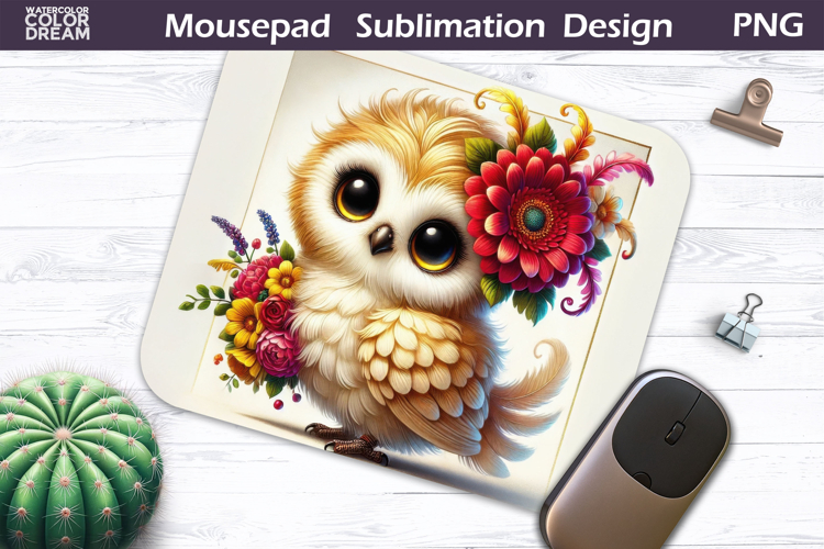 Cute Bird Floral Mousepad | Funny Owl Sublimation