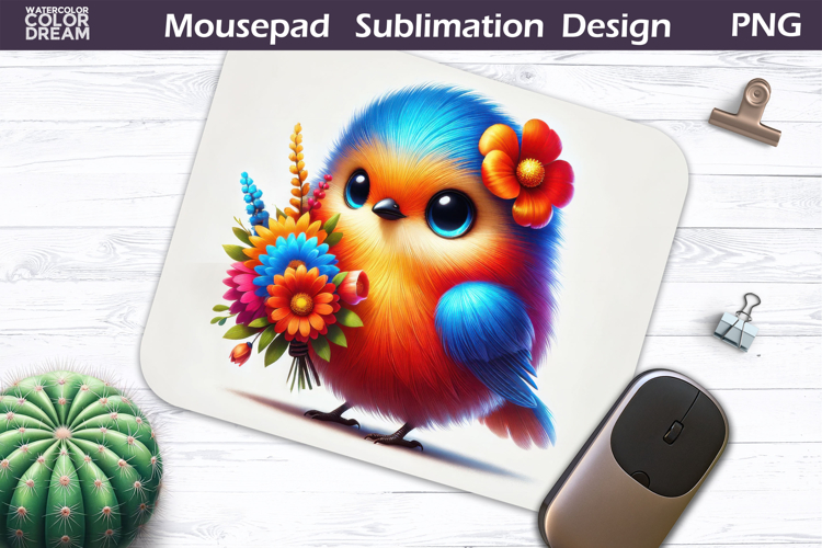 Cute Bird Floral Mousepad | Funny Bird Sublimation