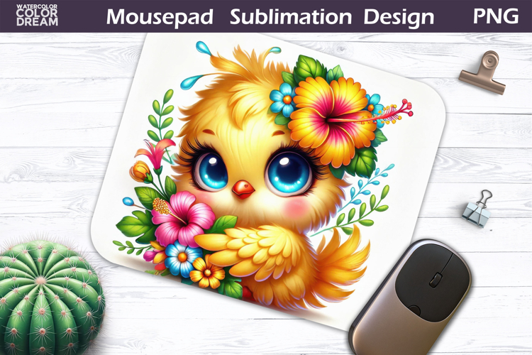 Cute Bird Floral Mousepad | Funny Bird Sublimation