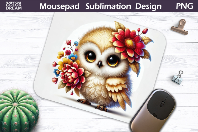 Cute Bird Floral Mousepad | Funny Owl Sublimation