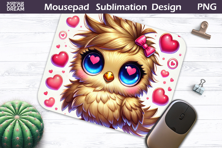 Cute Bird Heart Mousepad | Funny Owl Sublimation