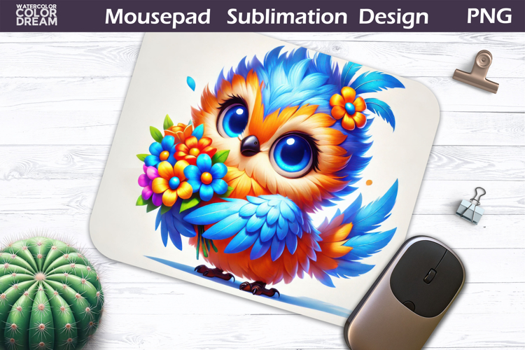 Cute Bird Floral Mousepad | Funny Bird Sublimation