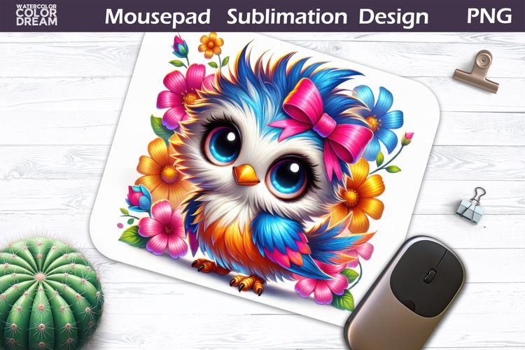 Cute Bird Floral Mousepad | Funny Bird Sublimation