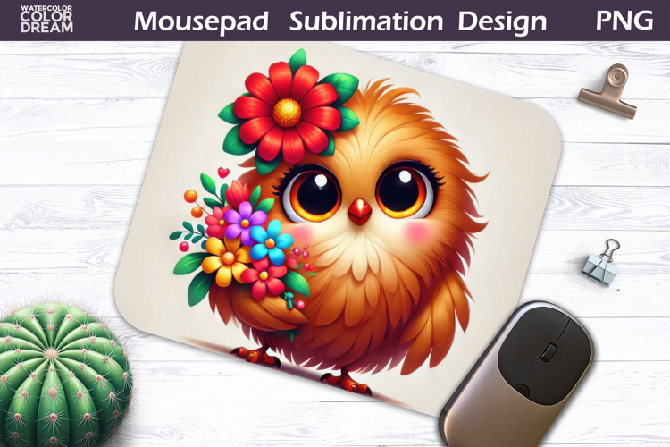 Cute Bird Floral Mousepad | Funny Bird Sublimation