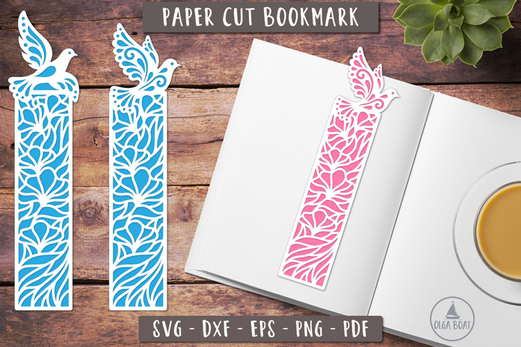 Bird Paper Cut Bookmark SVG Layered design