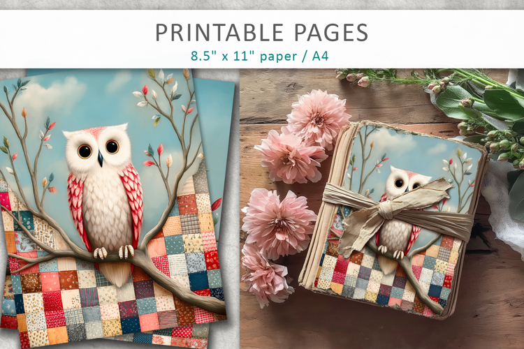 patchwork bird printable art pages
