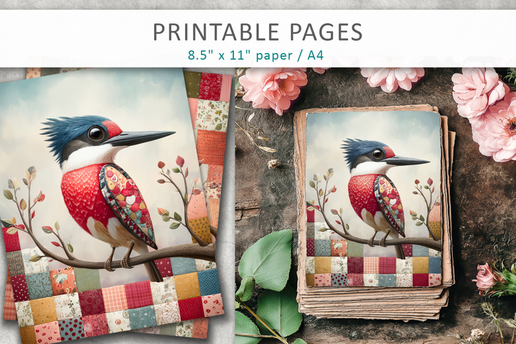 cute patchwork birds for kids art