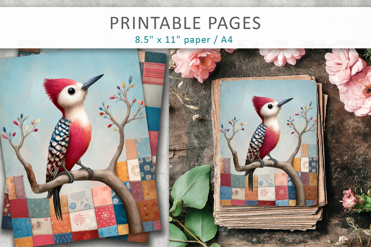 bird illustration, craft paper