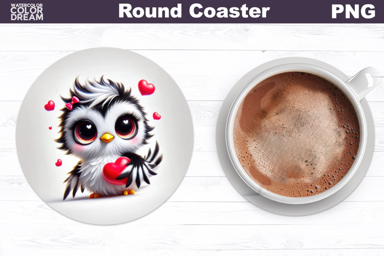 Cute Bird Love Coaster | Valentine Sublimation Design