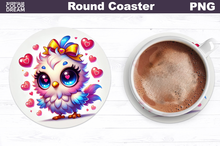 Cute Bird Love Coaster | Valentine Sublimation Design