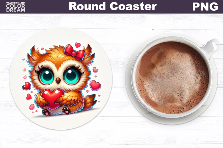 Cute Bird Love Coaster | Valentine Sublimation Design