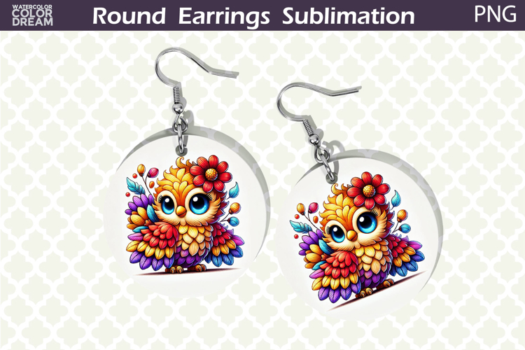 Bird Round Earrings | Bird Floral Earrings Sublimation