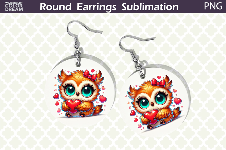 Bird Round Earrings | Bird Heart Earrings Sublimation