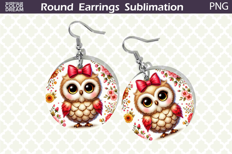 Bird Round Earrings | Bird Floral Earrings Sublimation