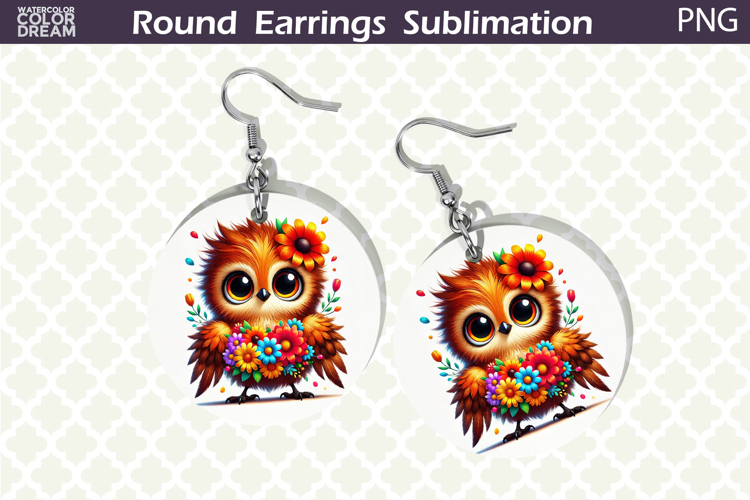 Bird Round Earrings | Bird Floral Earrings Sublimation