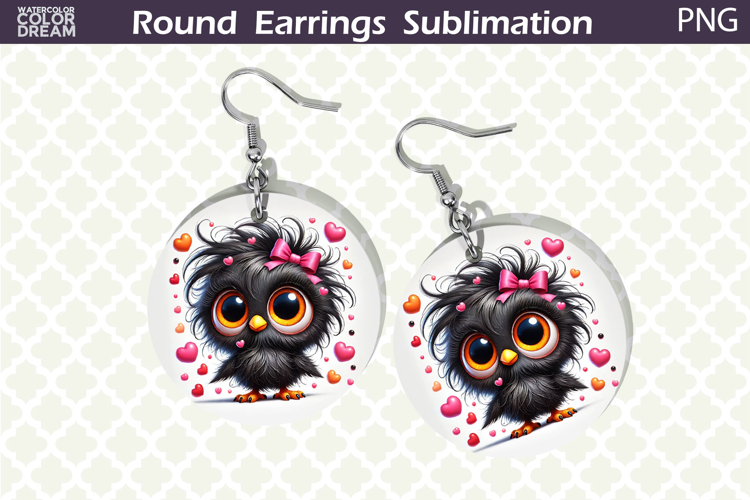 Bird Round Earrings | Bird Heart Earrings Sublimation