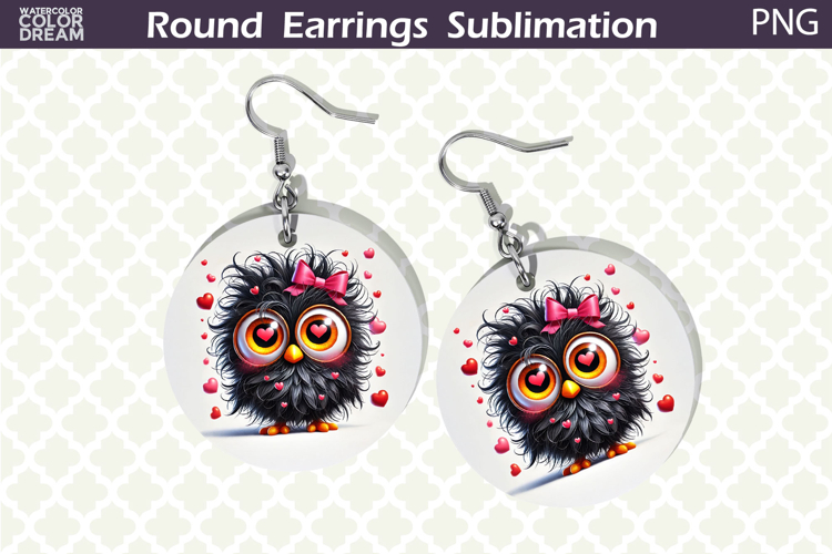 Bird Round Earrings | Bird Heart Earrings Sublimation