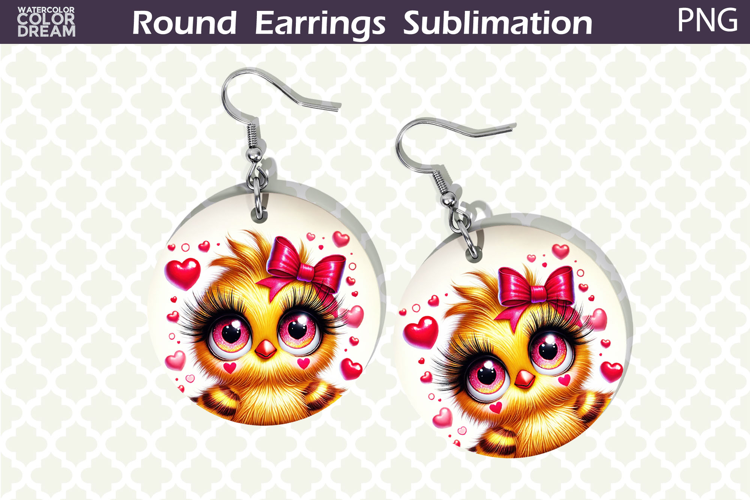 Bird Round Earrings | Bird Heart Earrings Sublimation
