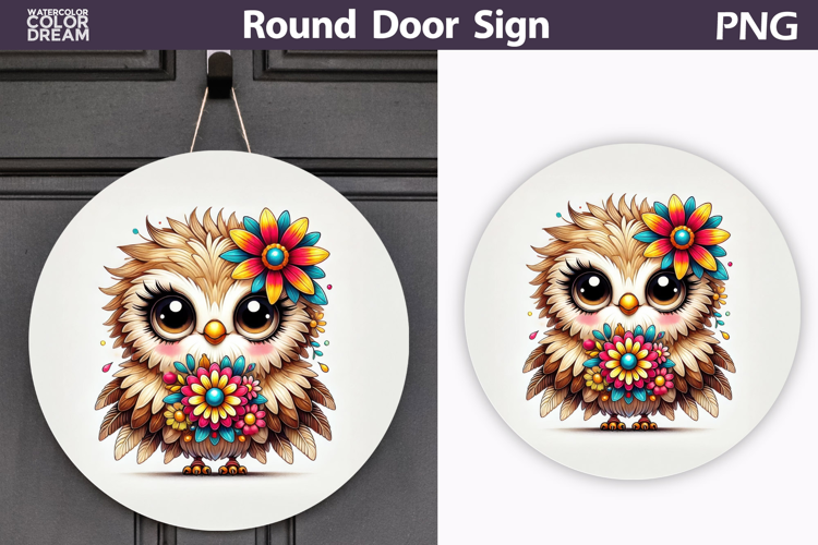 Bird Floral Round Sign | Spring Bird Flowers Sublimation