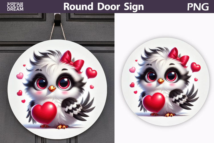 Bird Heart Round Sign | Valentine Bird Sublimation
