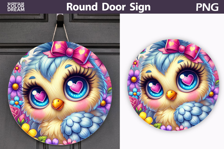Bird Floral Round Sign | Spring Bird Flowers Sublimation