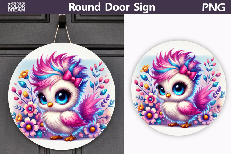 Bird Floral Round Sign | Spring Bird Flowers Sublimation