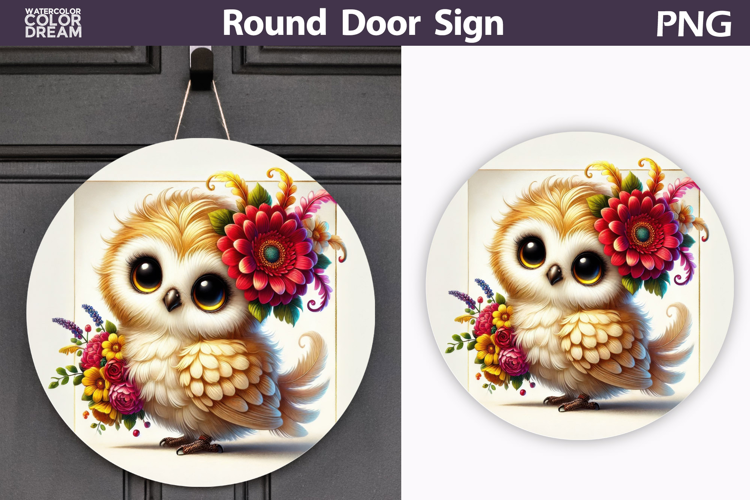 Bird Floral Round Sign | Spring Bird Flowers Sublimation