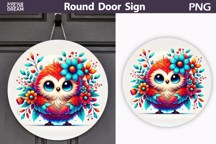 Bird Floral Round Sign | Spring Bird Flowers Sublimation