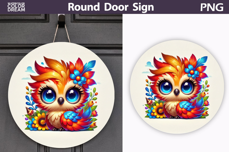 Bird Floral Round Sign | Spring Bird Flowers Sublimation