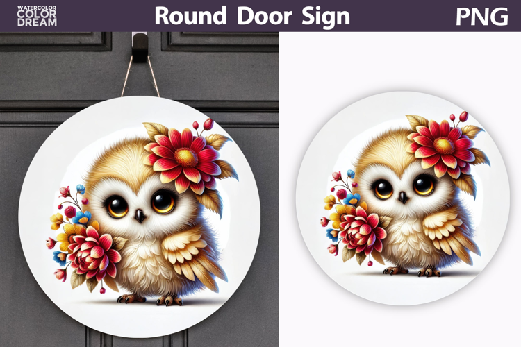 Bird Floral Round Sign | Spring Bird Flowers Sublimation