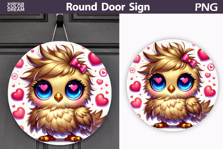 Bird Heart Round Sign | Valentine Bird Sublimation