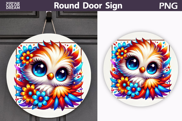 Bird Floral Round Sign | Spring Bird Flowers Sublimation