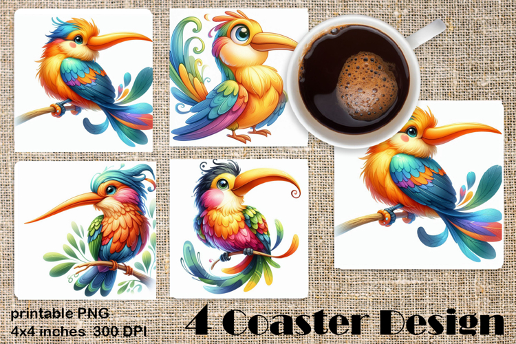 Cute bird Coaster Sublimation | Bird Square Coaster