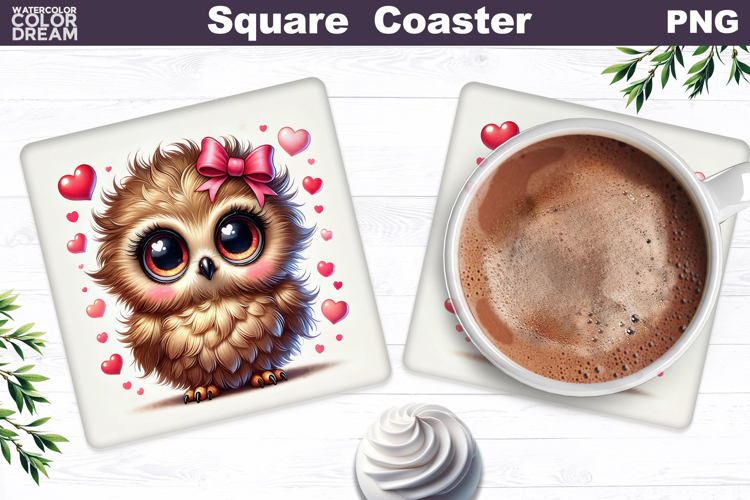 Cute Bird Floral Square Coaster | Funny Bird Sublimation