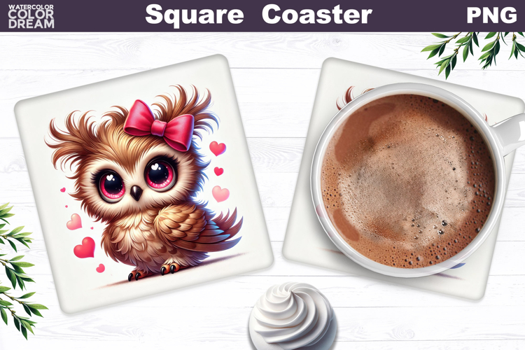 Cute Bird Floral Square Coaster | Funny Bird Sublimation