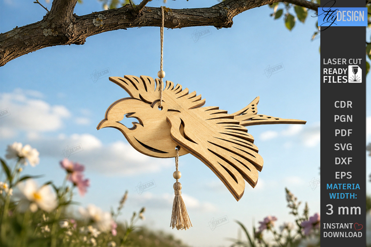 Bird Suncatcher Laser Cut | Hanging Garden Decor | Floral