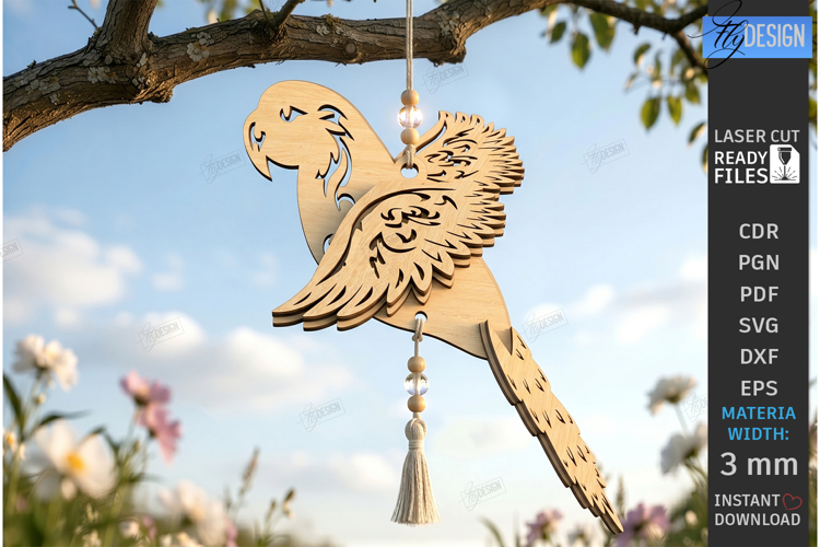 Bird Suncatcher Laser Cut | Hanging Garden Decor | Floral
