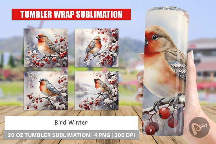 Tumbler Sublimation Wrap Bird Winter