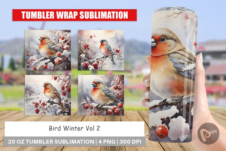 Tumbler Sublimation Bird Winter