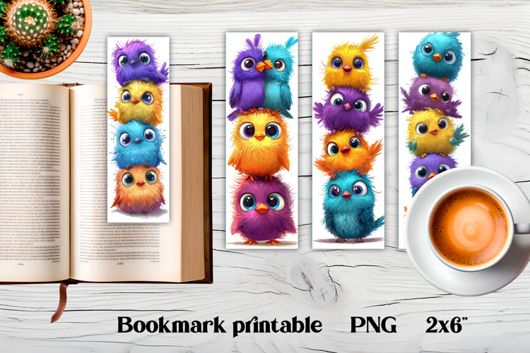 Funny cute bird bookmark printable | Animal bookmark PNG