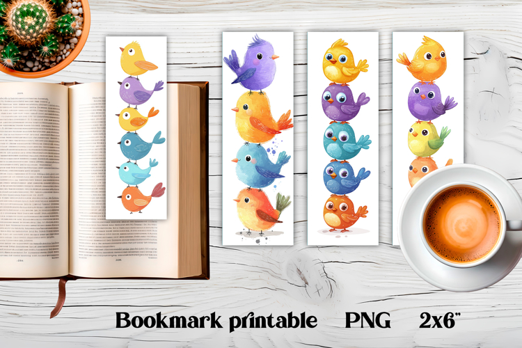 Funny cute bird bookmark printable | Animal bookmark PNG example image 1